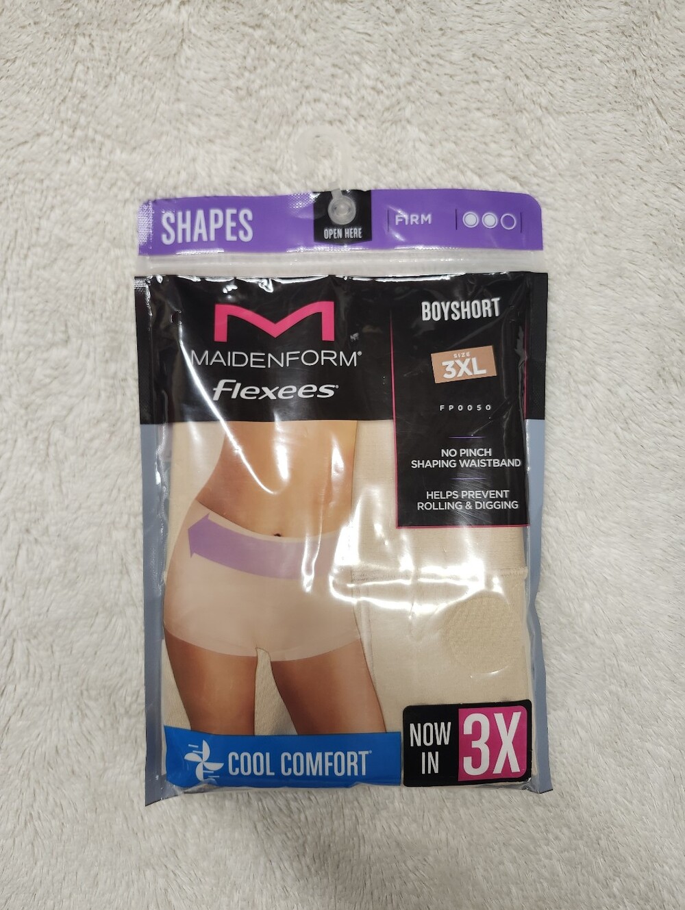 • Maidenform Flexees Shapewear Boyshort FP0050 Beige 3XL NWT Cool Comfort Firm